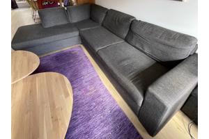 Hoekbank met chaise longue rechts dondergrijs