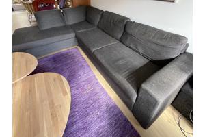 Hoekbank met chaise longue rechts dondergrijs