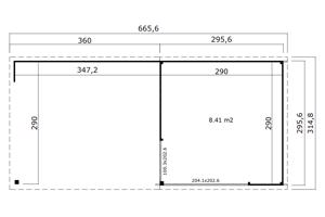 Blokhut met overkapping Julia 295x295 onbehandeld vuren