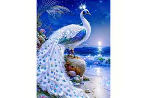 50x40cm Diamond Painting pauw strand (vierkant) nr 40