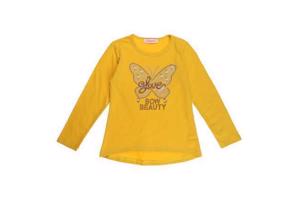 Seagull longsleeve t-shirt okergeel vlinder glitter 158/164