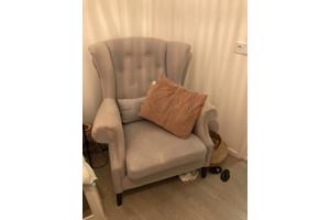 Grijze ijsblauwe oorfauteuil Stoel