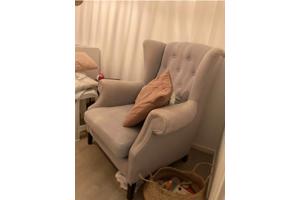 Grijze ijsblauwe oorfauteuil Stoel