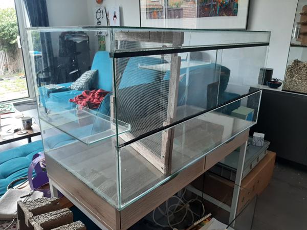 Gerbilarium/hamsterhok glas met schuifruiten