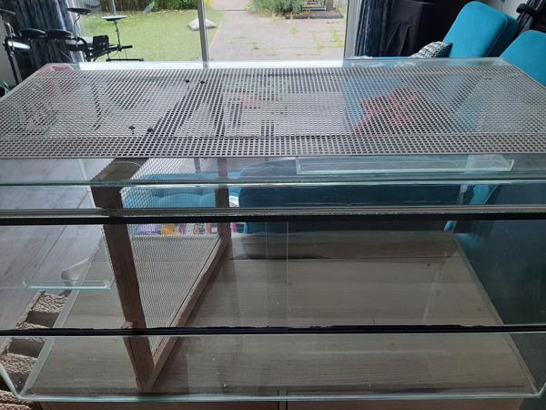 Gerbilarium/hamsterhok glas met schuifruiten