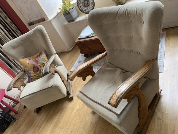 Vintage fauteils (set), antieke stoel en cocktail stoeltje