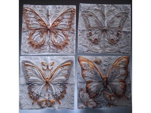 Set van 4 kussenhoezen vlinder grijs goud 45x45cm