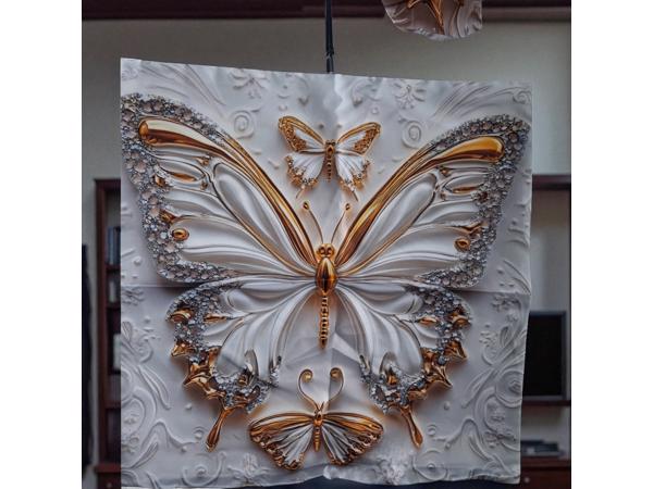 Set van 4 kussenhoezen vlinder grijs goud 45x45cm