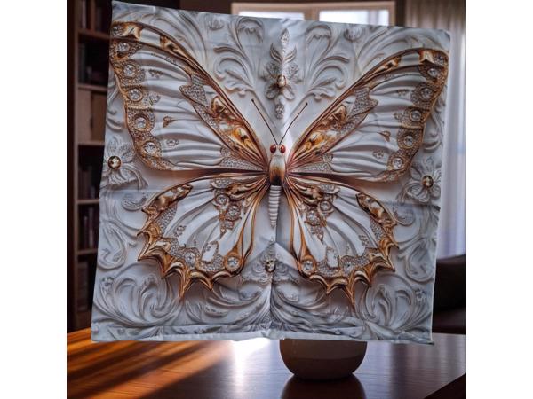 Set van 4 kussenhoezen vlinder grijs goud 45x45cm