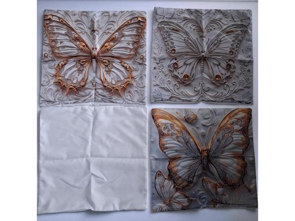 Set van 4 kussenhoezen vlinder grijs goud 45x45cm