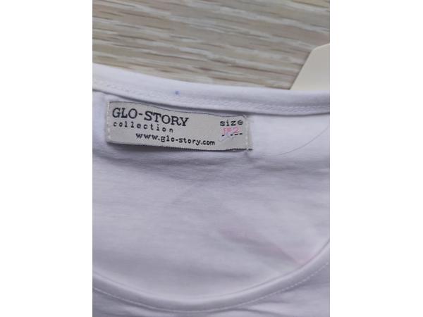 Glo-Story t-shirt flamingo open schouders wit 152