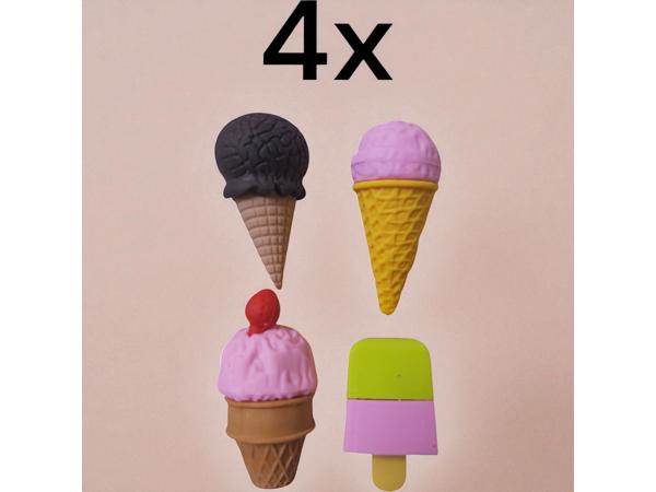 set van 4 x Gum in vrolijke ijsjes vormen