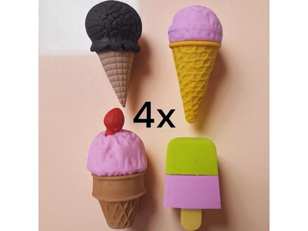 set van 4 x Gum in vrolijke ijsjes vormen
