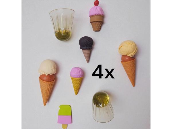 set van 4 x Gum in vrolijke ijsjes vormen