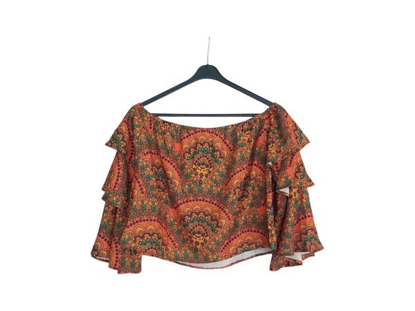 Off shoulder croptop oranje M