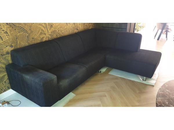 Hoekbank met divan, 3,5 zits, zwart
