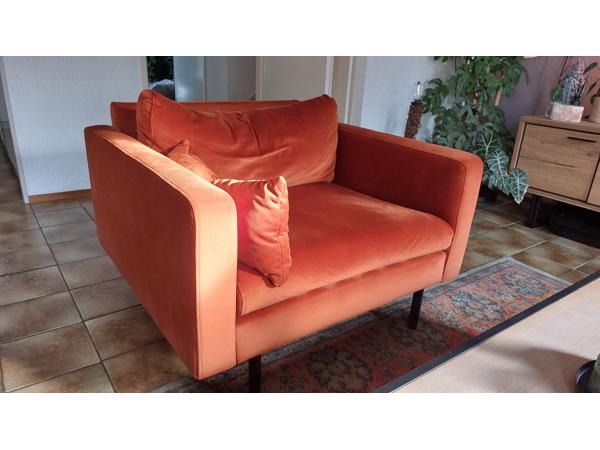 Oranje fluwelen fauteuil