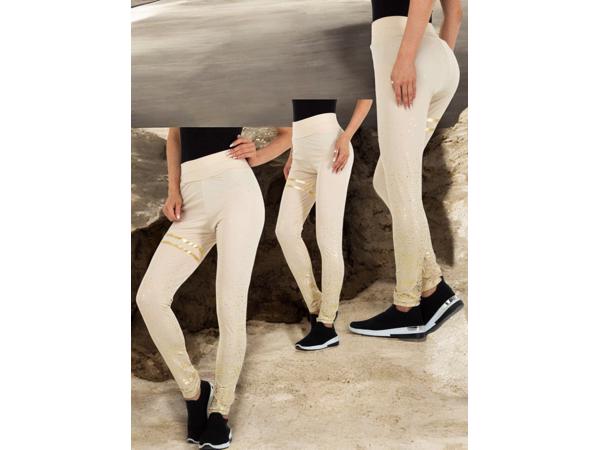 Holala stretchy legging creme goud glitter S/M