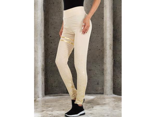 Holala stretchy legging creme goud glitter S/M