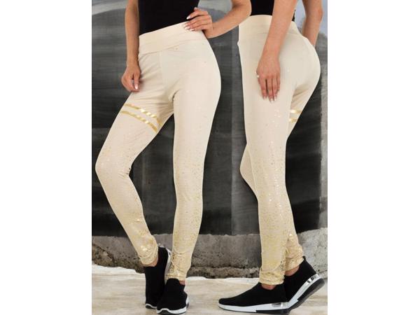 Holala stretchy legging creme goud glitter S/M