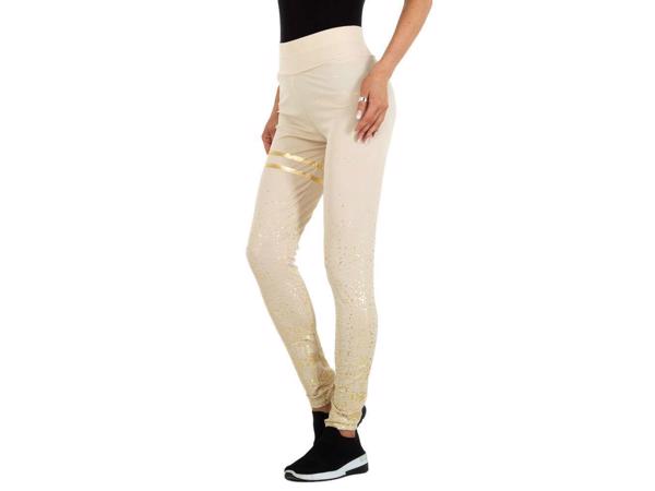 Holala stretchy legging creme goud glitter S/M