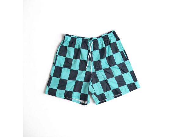 Zwembroek short geblokt groen zwart L