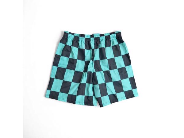 Zwembroek short geblokt groen zwart L