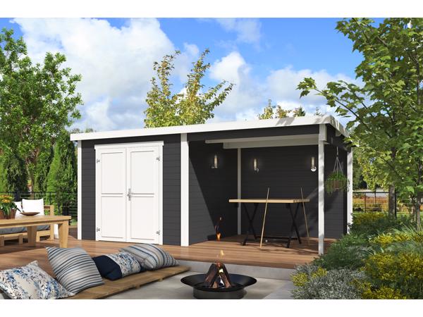 Blokhut met overkapping Lars 500x250 onbehandeld vuren