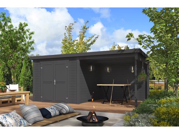 Blokhut met overkapping Lars 500x250 onbehandeld vuren