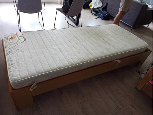 Extra lang houten bed 220x90 cm incl. lattenbodem en matras