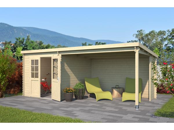 Blokhut met overkapping Sunniva 570x275 Onbehandeld vuren