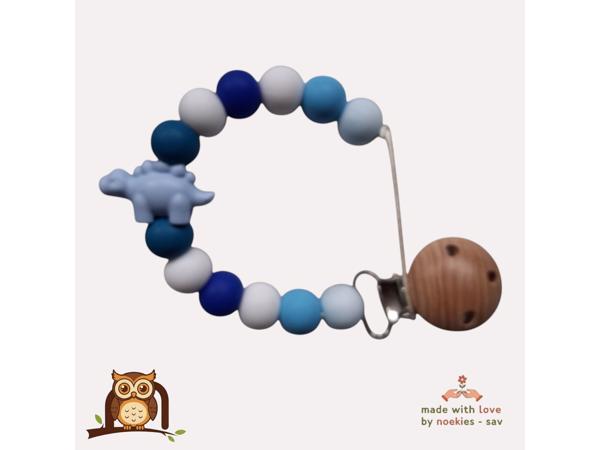 noekies Speenkoord Dino blauw lichtblauw nr 18