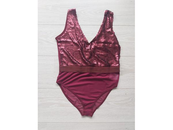 Glo-Story glitter lovers body wijnrood M/L