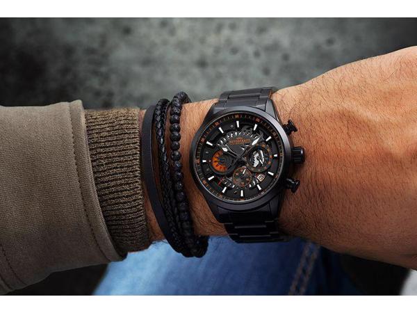 Herenhorloge met leren armband van Rotorcraft