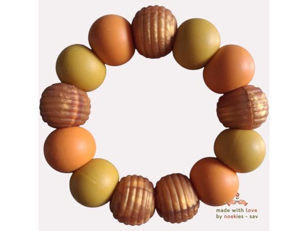 Noekies Handgemaakte Bijtring mosterdgeel goud - Nieuw!