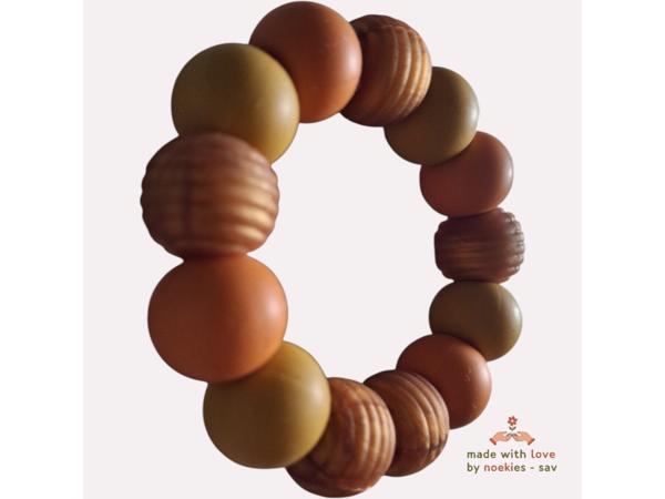 Noekies Handgemaakte Bijtring mosterdgeel goud - Nieuw!