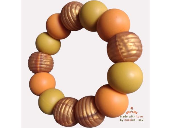 Noekies Handgemaakte Bijtring mosterdgeel goud - Nieuw!