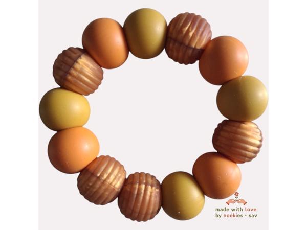 Noekies Handgemaakte Bijtring mosterdgeel goud - Nieuw!