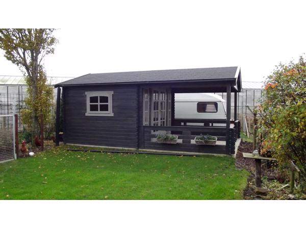 NIEUW Blokhut 3838L met terrasoverkapping