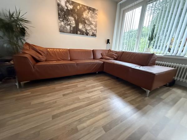 Cognac kleurige hoekbank