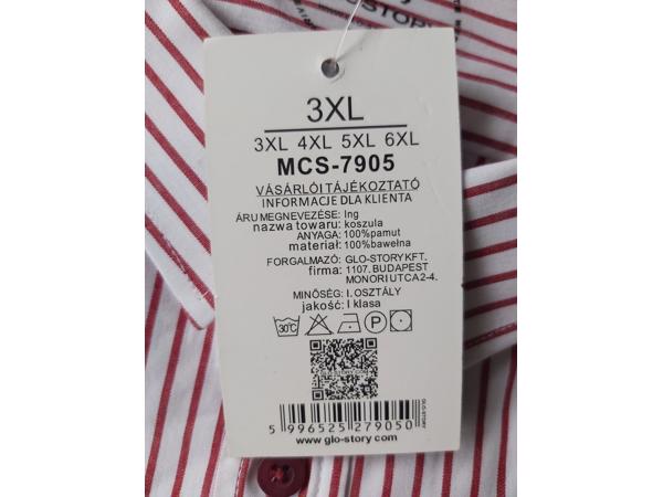 Glo-Story Slim-fit overhemd rood gestreept 3XL