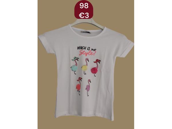 Glo-Story t-shirt flamingo's wit 98