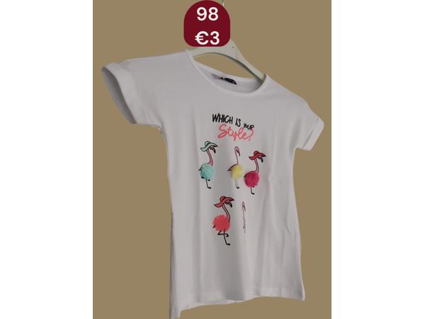 Glo-Story t-shirt flamingo's wit 98