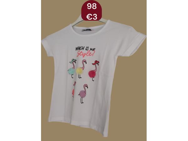 Glo-Story t-shirt flamingo's wit 98