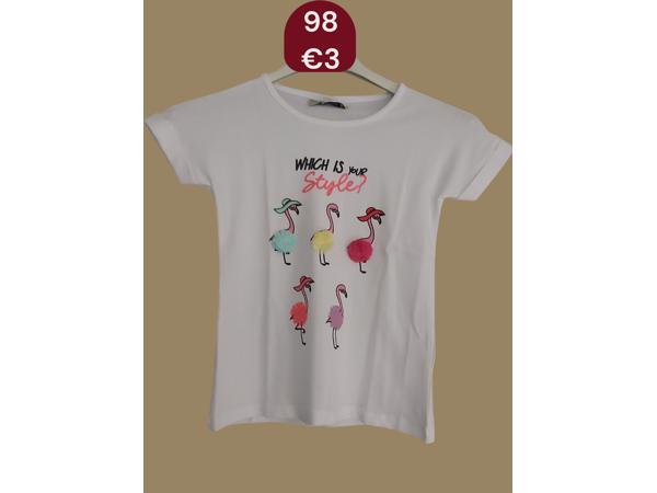 Glo-Story t-shirt flamingo's wit 98