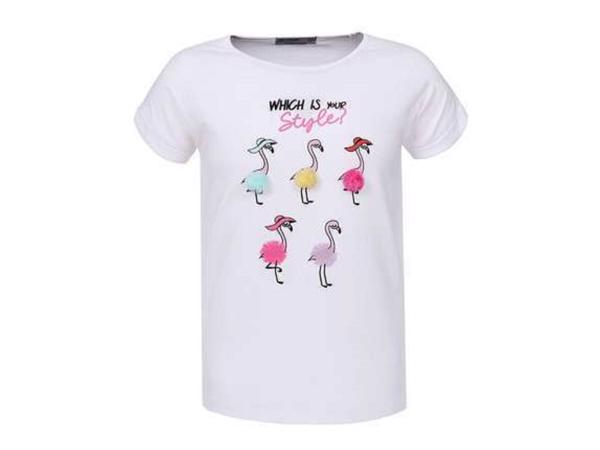 Glo-Story t-shirt flamingo's wit 98