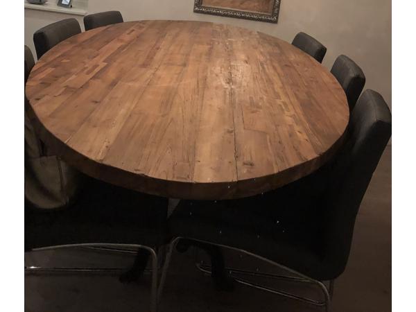 Ovale teakhouten eettafel 220x110 inclusief onderstel