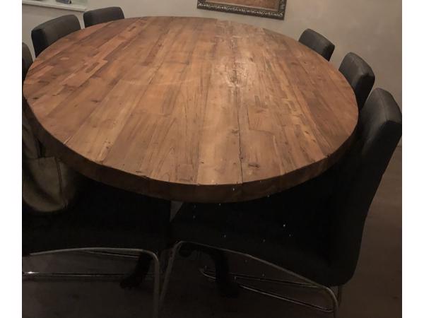Ovale teakhouten eettafel 220x110 inclusief onderstel
