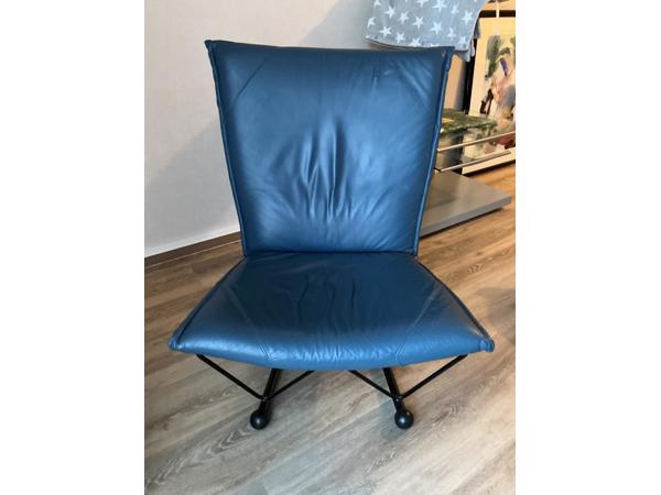 Fauteuil blauw leer