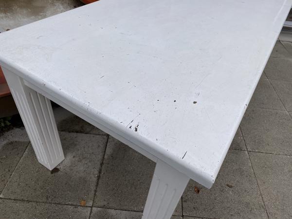 Witte robuuste tafel 223 cm lang bij 95 cm